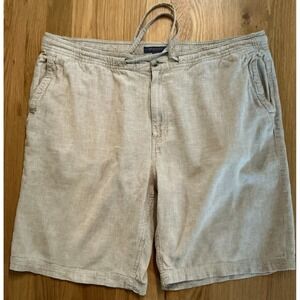 Broletto Linen Shorts Men's XL Beige Drawstring Zip Fly Summer Casual